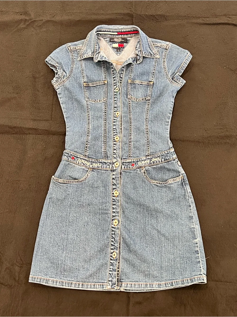 Tommy Hilfiger Light Blue Denim Button-Front Mini Dress - Picture 1 of 4